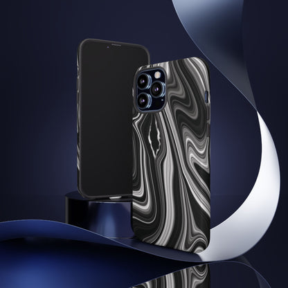 Radiating Elegance V2 Stylish Marble Phone Case - Tough and Sleek Black & White Design