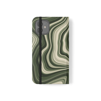 Radiating Elegance V1 Stylish Green Marble Flip Case for Smartphones - Perfect for Fashion Lovers