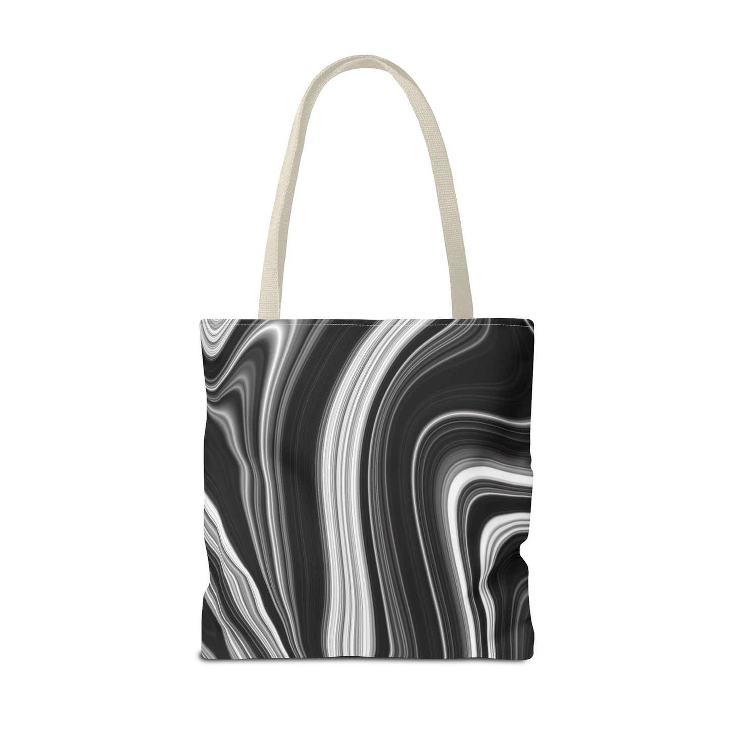 Radiating Elegance V2 Chic Black and White Swirl Tote Bag - Stylish Reusable Shopping Bag