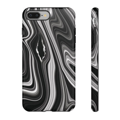 Radiating Elegance V2 Stylish Marble Phone Case - Tough and Sleek Black & White Design