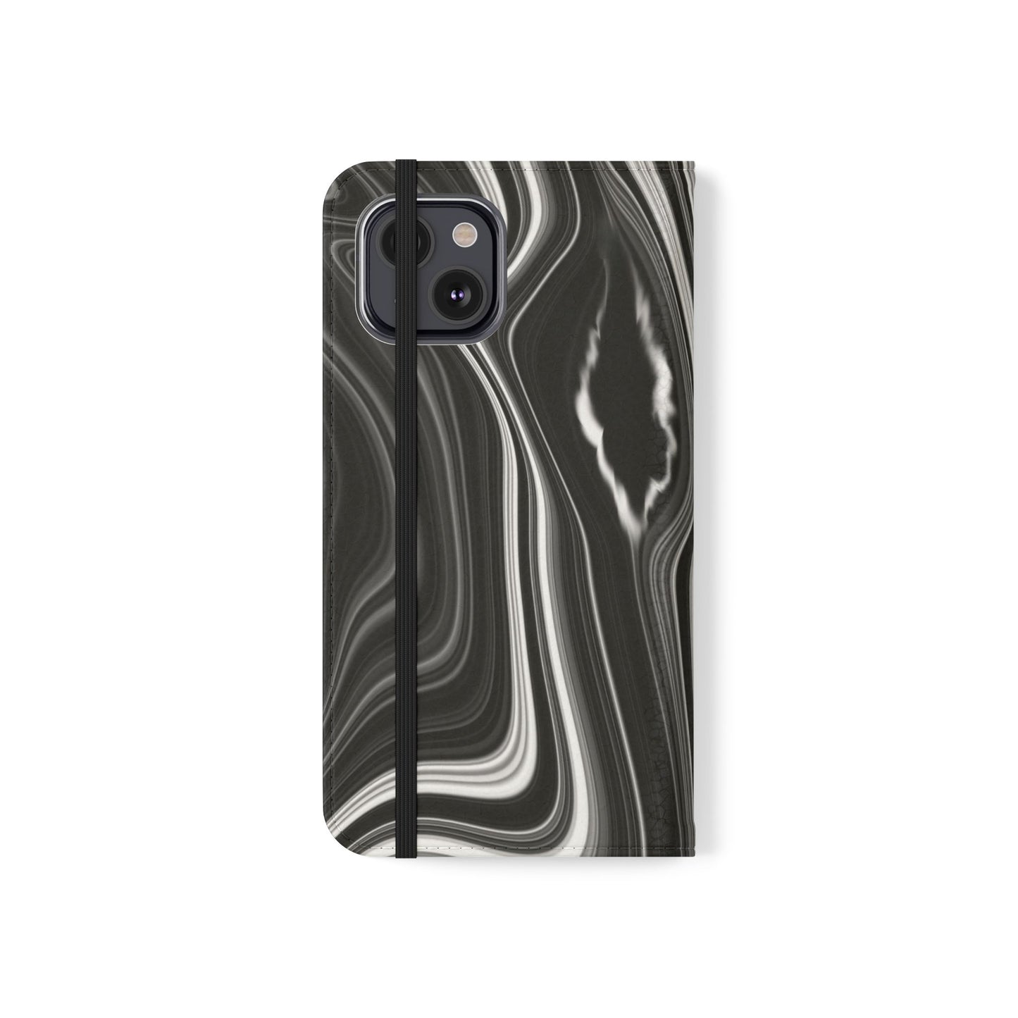 Radiating Elegance V2 Elegant Black Marble Phone Flip Case - Stylish & Functional Cover for Smartphones