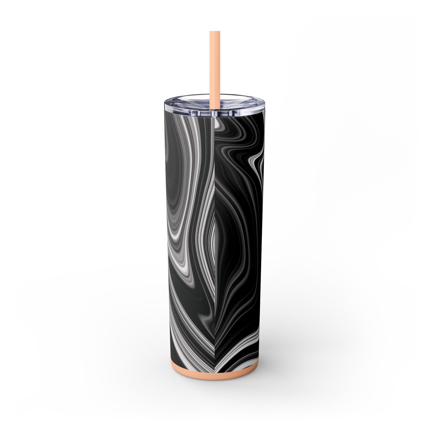 Radiating Elegance V2 Elegant Black Marble Skinny Tumbler with Straw - 20oz