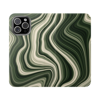 Radiating Elegance V1 Stylish Green Marble Flip Case for Smartphones - Perfect for Fashion Lovers