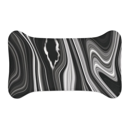 Radiating Elegance V2 Stylish Marble Pet Feeding Mat - Modern Black and White Design