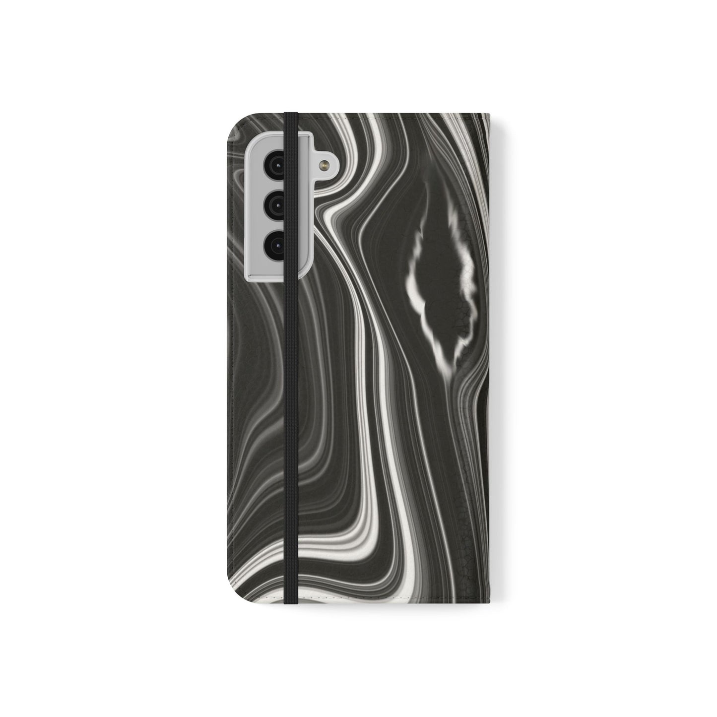 Radiating Elegance V2 Elegant Black Marble Phone Flip Case - Stylish & Functional Cover for Smartphones