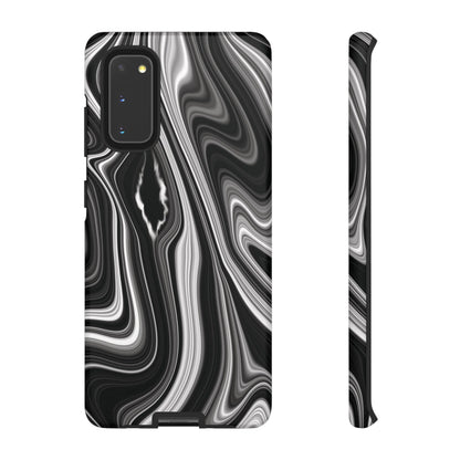 Radiating Elegance V2 Stylish Marble Phone Case - Tough and Sleek Black & White Design