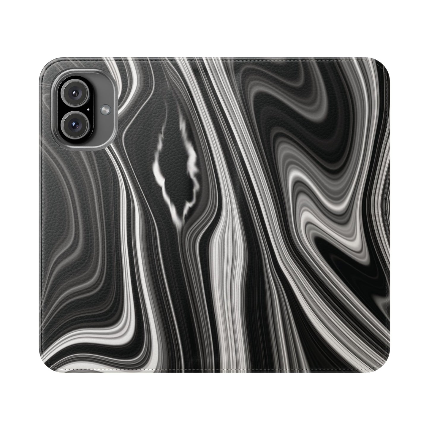 Radiating Elegance V2 Elegant Black Marble Phone Flip Case - Stylish & Functional Cover for Smartphones