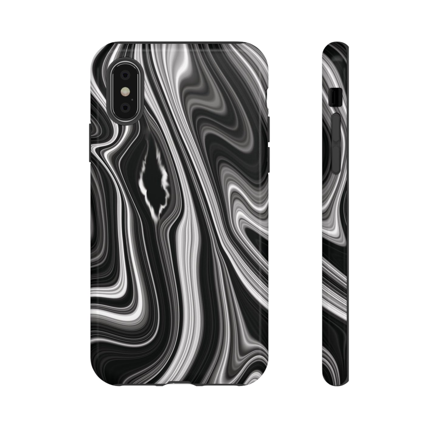 Radiating Elegance V2 Stylish Marble Phone Case - Tough and Sleek Black & White Design