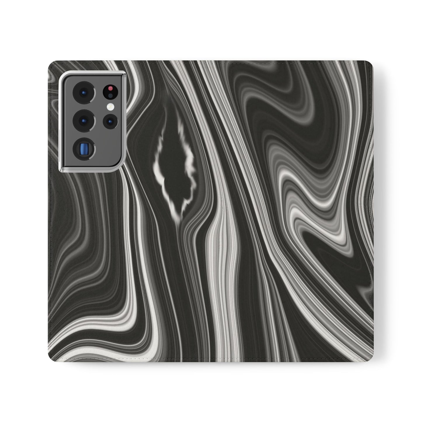 Radiating Elegance V2 Elegant Black Marble Phone Flip Case - Stylish & Functional Cover for Smartphones