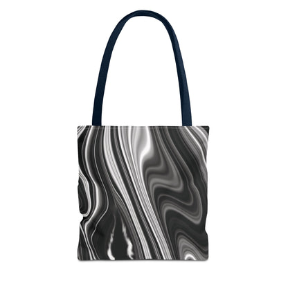 Radiating Elegance V2 Chic Black and White Swirl Tote Bag - Stylish Reusable Shopping Bag