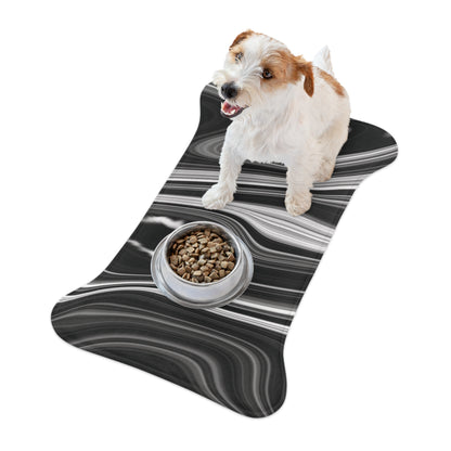 Radiating Elegance V2 Stylish Marble Pet Feeding Mat - Modern Black and White Design