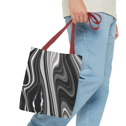 Radiating Elegance V2 Chic Black and White Swirl Tote Bag - Stylish Reusable Shopping Bag