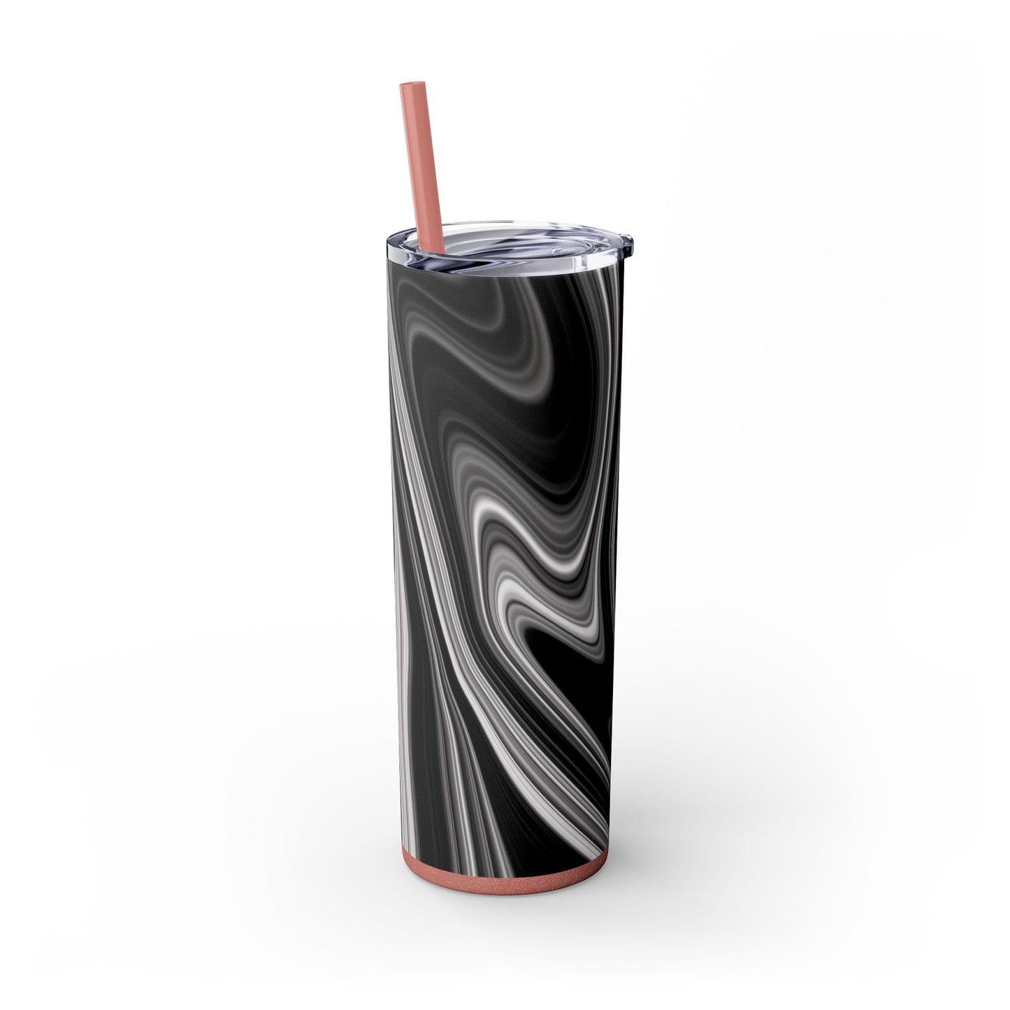 Radiating Elegance V2 Elegant Black Marble Skinny Tumbler with Straw - 20oz