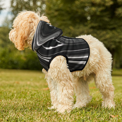 Radiating Elegance V2 Stylish Black Marble Pet Hoodie - Cozy Fashion for Dogs and Cats