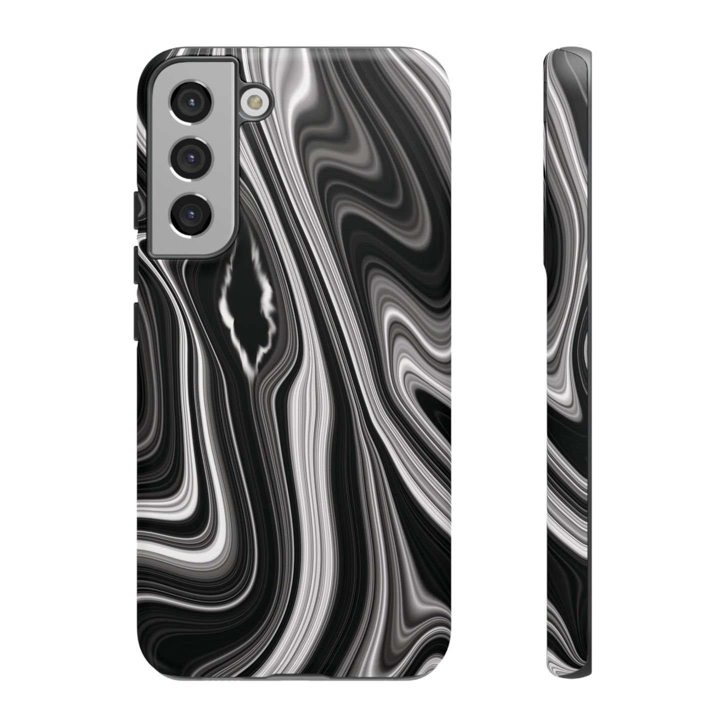 Radiating Elegance V2 Stylish Marble Phone Case - Tough and Sleek Black & White Design