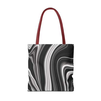 Radiating Elegance V2 Chic Black and White Swirl Tote Bag - Stylish Reusable Shopping Bag