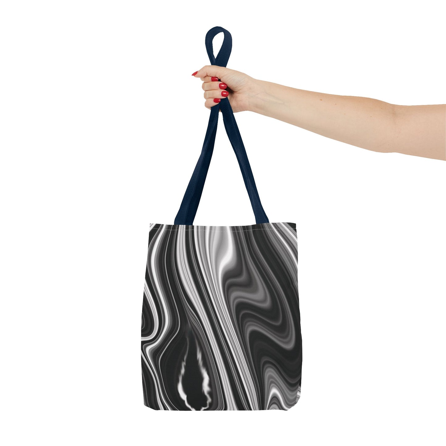 Radiating Elegance V2 Chic Black and White Swirl Tote Bag - Stylish Reusable Shopping Bag