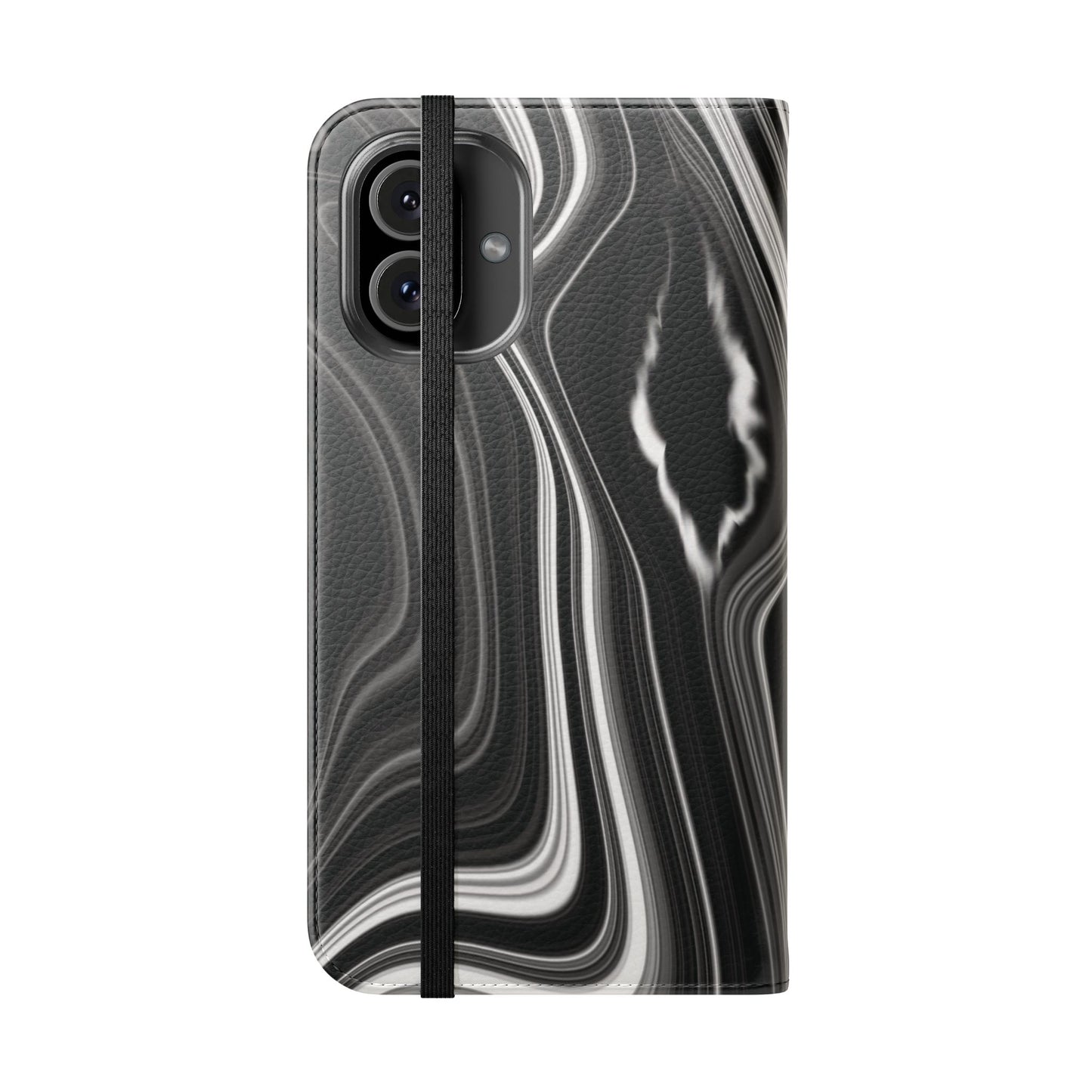 Radiating Elegance V2 Elegant Black Marble Phone Flip Case - Stylish & Functional Cover for Smartphones