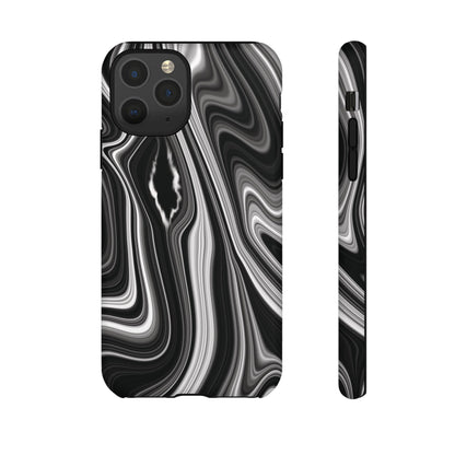 Radiating Elegance V2 Stylish Marble Phone Case - Tough and Sleek Black & White Design