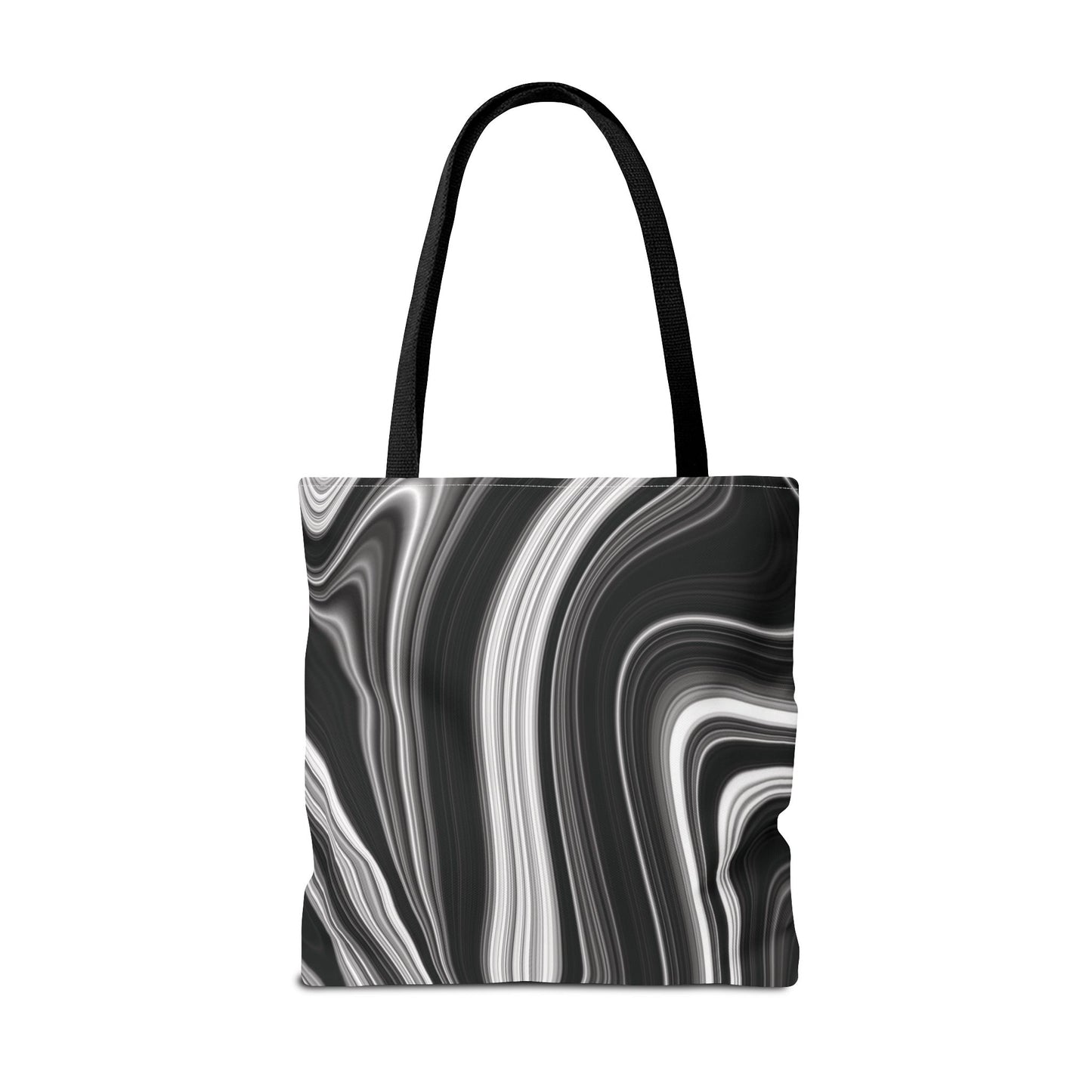 Radiating Elegance V2 Chic Black and White Swirl Tote Bag - Stylish Reusable Shopping Bag