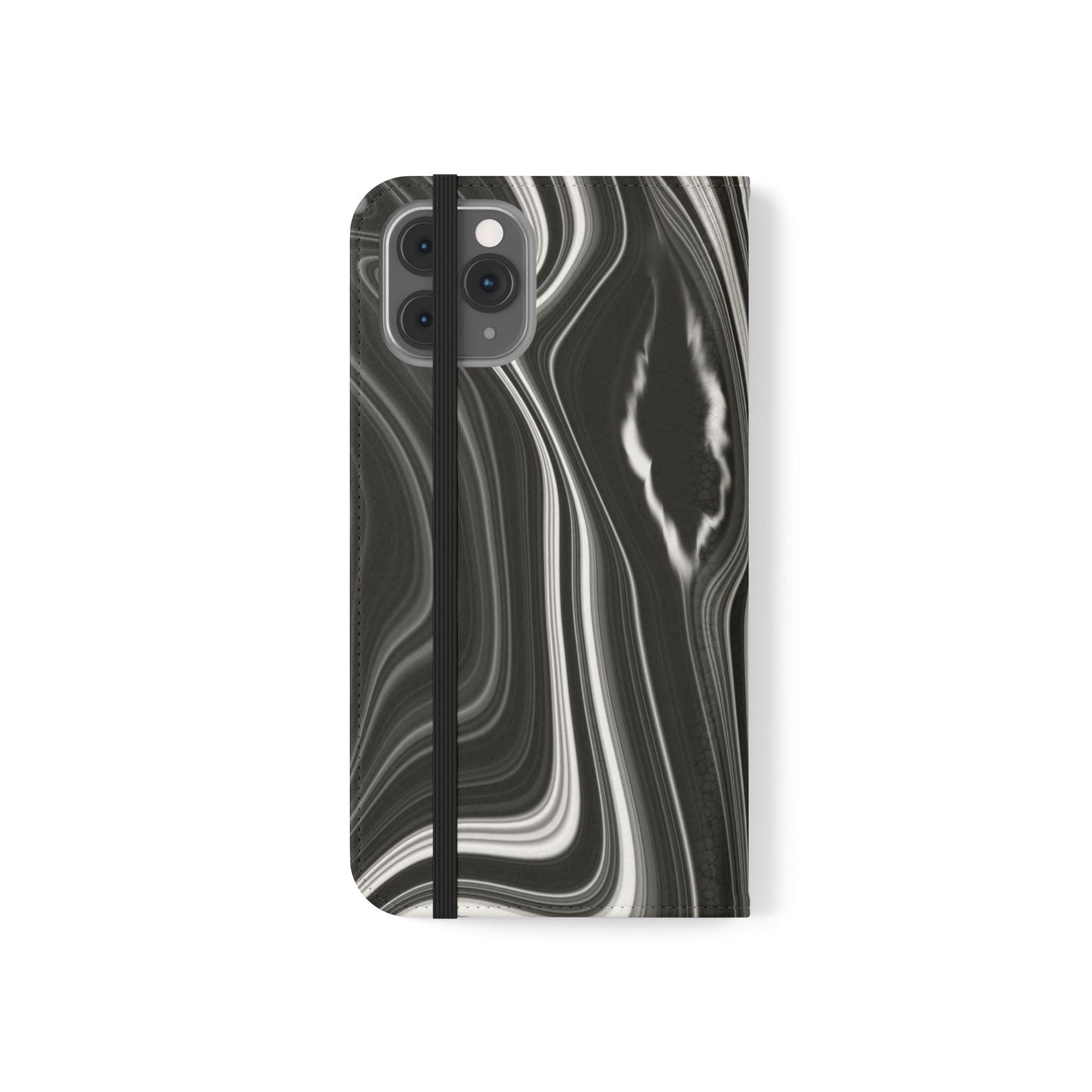 Radiating Elegance V2 Elegant Black Marble Phone Flip Case - Stylish & Functional Cover for Smartphones