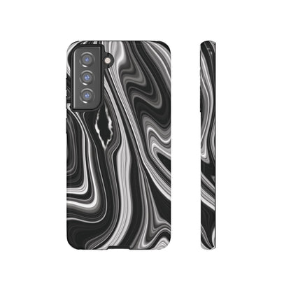 Radiating Elegance V2 Stylish Marble Phone Case - Tough and Sleek Black & White Design