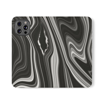 Radiating Elegance V2 Elegant Black Marble Phone Flip Case - Stylish & Functional Cover for Smartphones