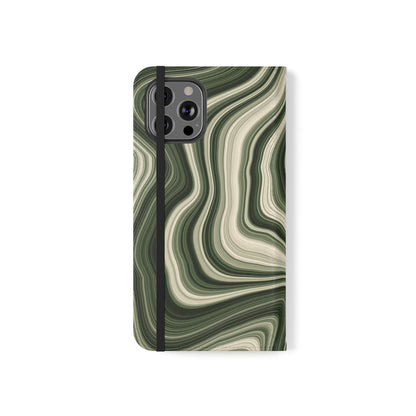 Radiating Elegance V1 Stylish Green Marble Flip Case for Smartphones - Perfect for Fashion Lovers