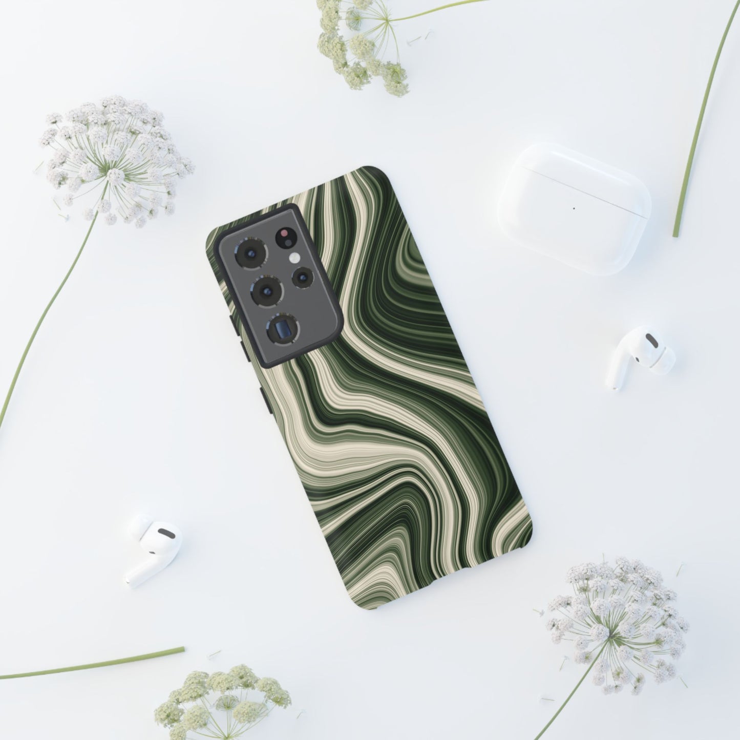 Radiating Elegance V1 Marble Green Tough Phone Case - Stylish Protection for Everyday Life