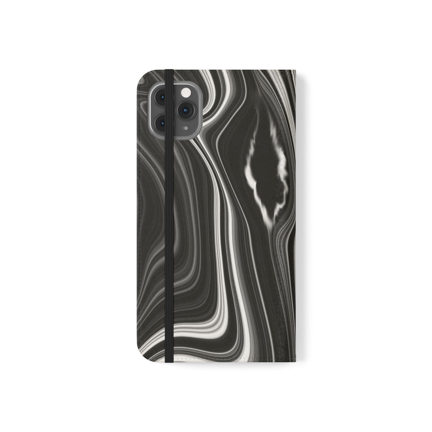 Radiating Elegance V2 Elegant Black Marble Phone Flip Case - Stylish & Functional Cover for Smartphones