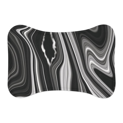 Radiating Elegance V2 Stylish Marble Pet Feeding Mat - Modern Black and White Design