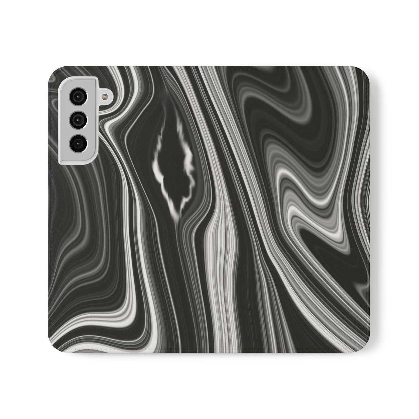 Radiating Elegance V2 Elegant Black Marble Phone Flip Case - Stylish & Functional Cover for Smartphones