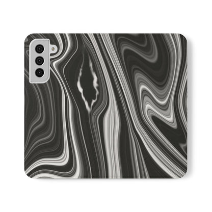 Radiating Elegance V2 Elegant Black Marble Phone Flip Case - Stylish & Functional Cover for Smartphones