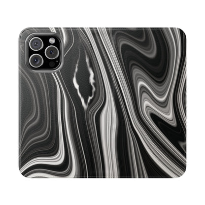 Radiating Elegance V2 Elegant Black Marble Phone Flip Case - Stylish & Functional Cover for Smartphones