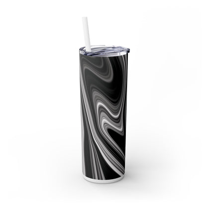 Radiating Elegance V2 Elegant Black Marble Skinny Tumbler with Straw - 20oz