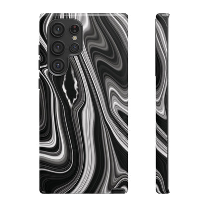 Radiating Elegance V2 Stylish Marble Phone Case - Tough and Sleek Black & White Design