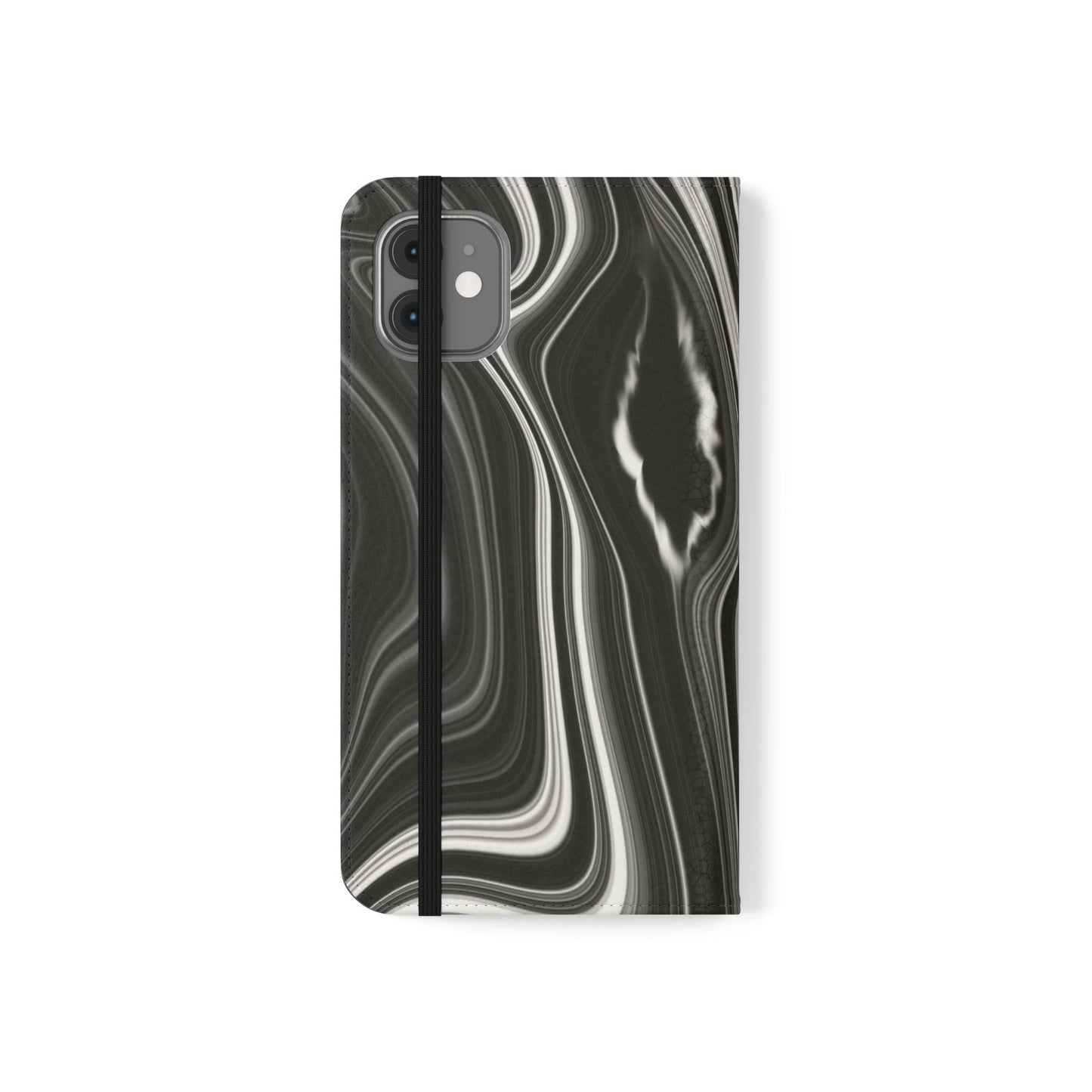 Radiating Elegance V2 Elegant Black Marble Phone Flip Case - Stylish & Functional Cover for Smartphones