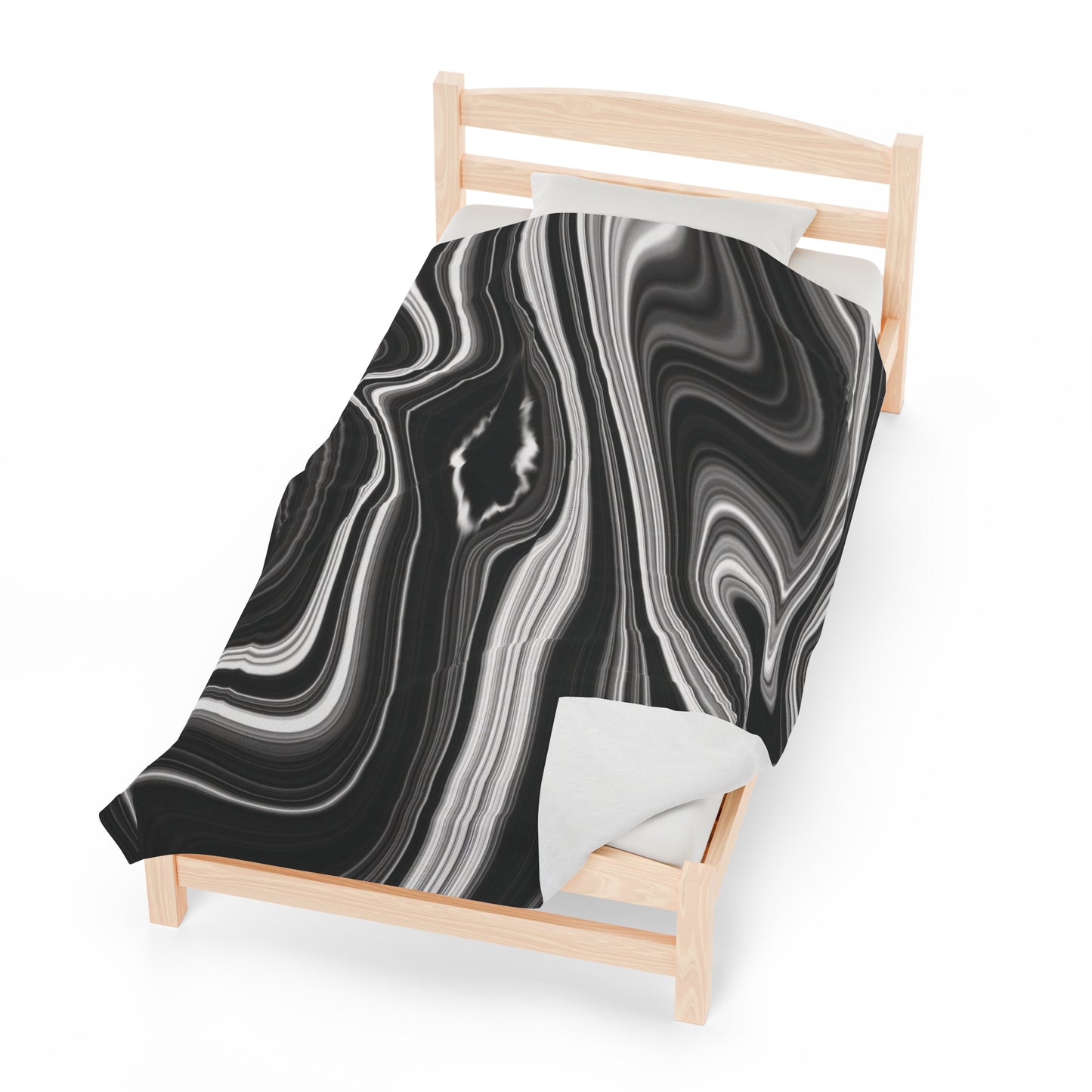 Radiating Elegance V2 Stylish Velveteen Plush Blanket - Modern Black & White Abstract Design