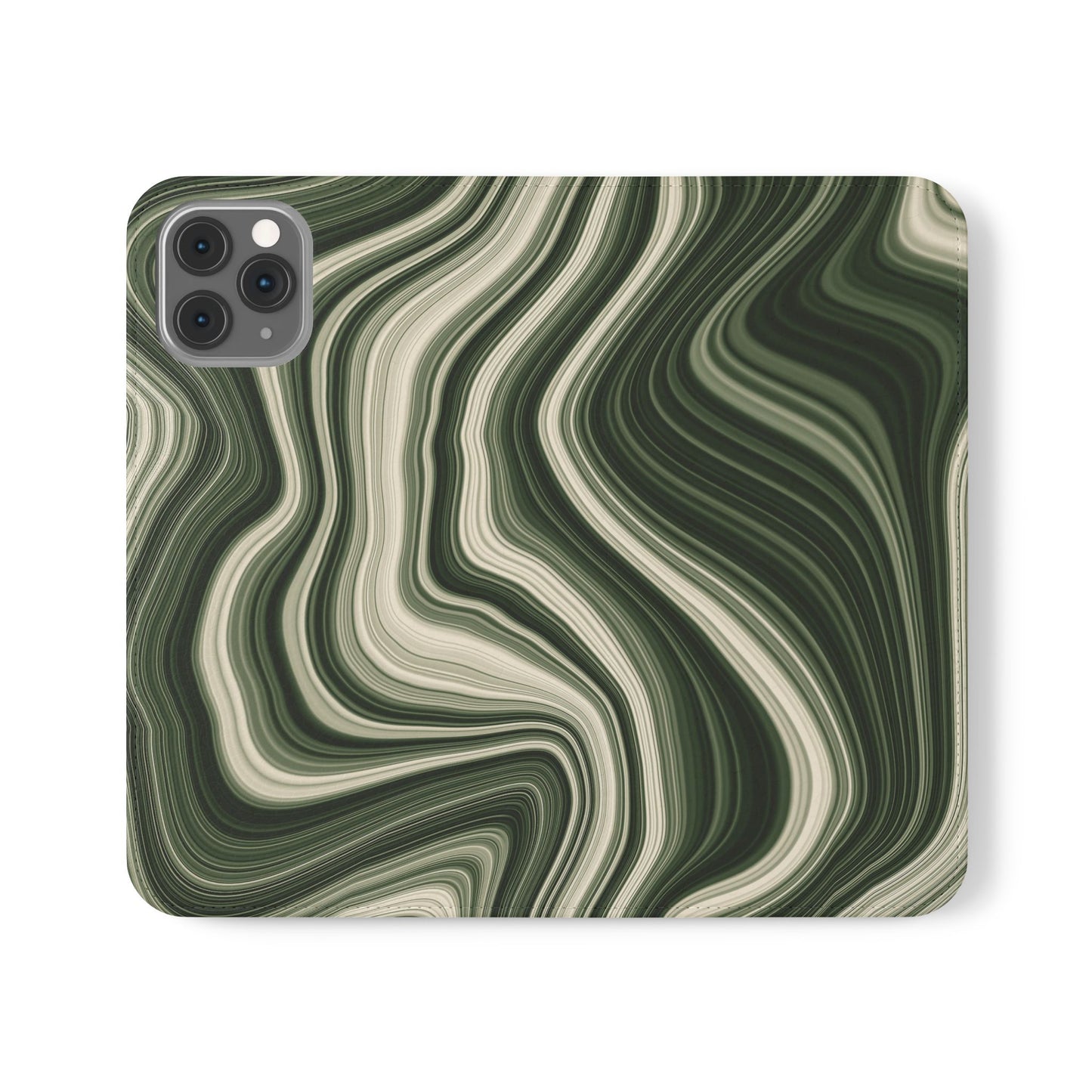 Radiating Elegance V1 Stylish Green Marble Flip Case for Smartphones - Perfect for Fashion Lovers