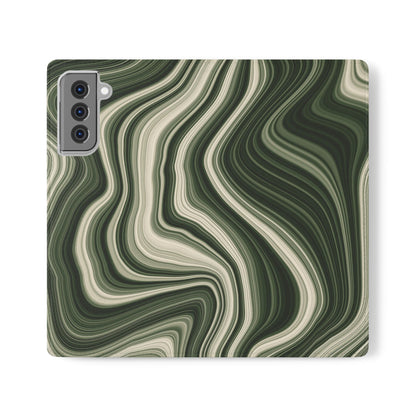 Radiating Elegance V1 Stylish Green Marble Flip Case for Smartphones - Perfect for Fashion Lovers