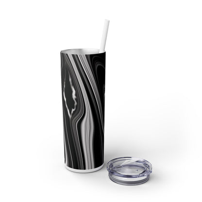 Radiating Elegance V2 Elegant Black Marble Skinny Tumbler with Straw - 20oz