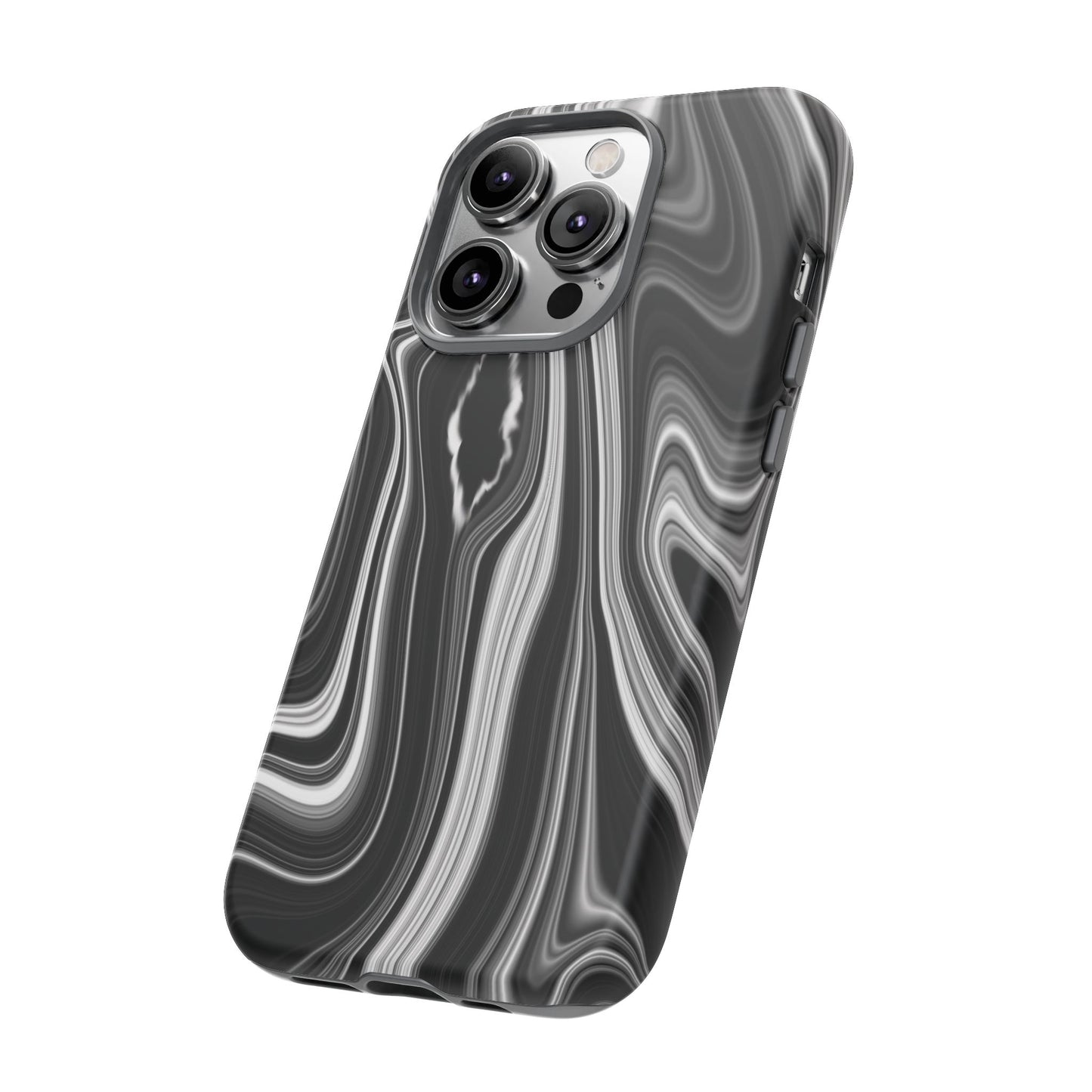 Radiating Elegance V2 Stylish Marble Phone Case - Tough and Sleek Black & White Design