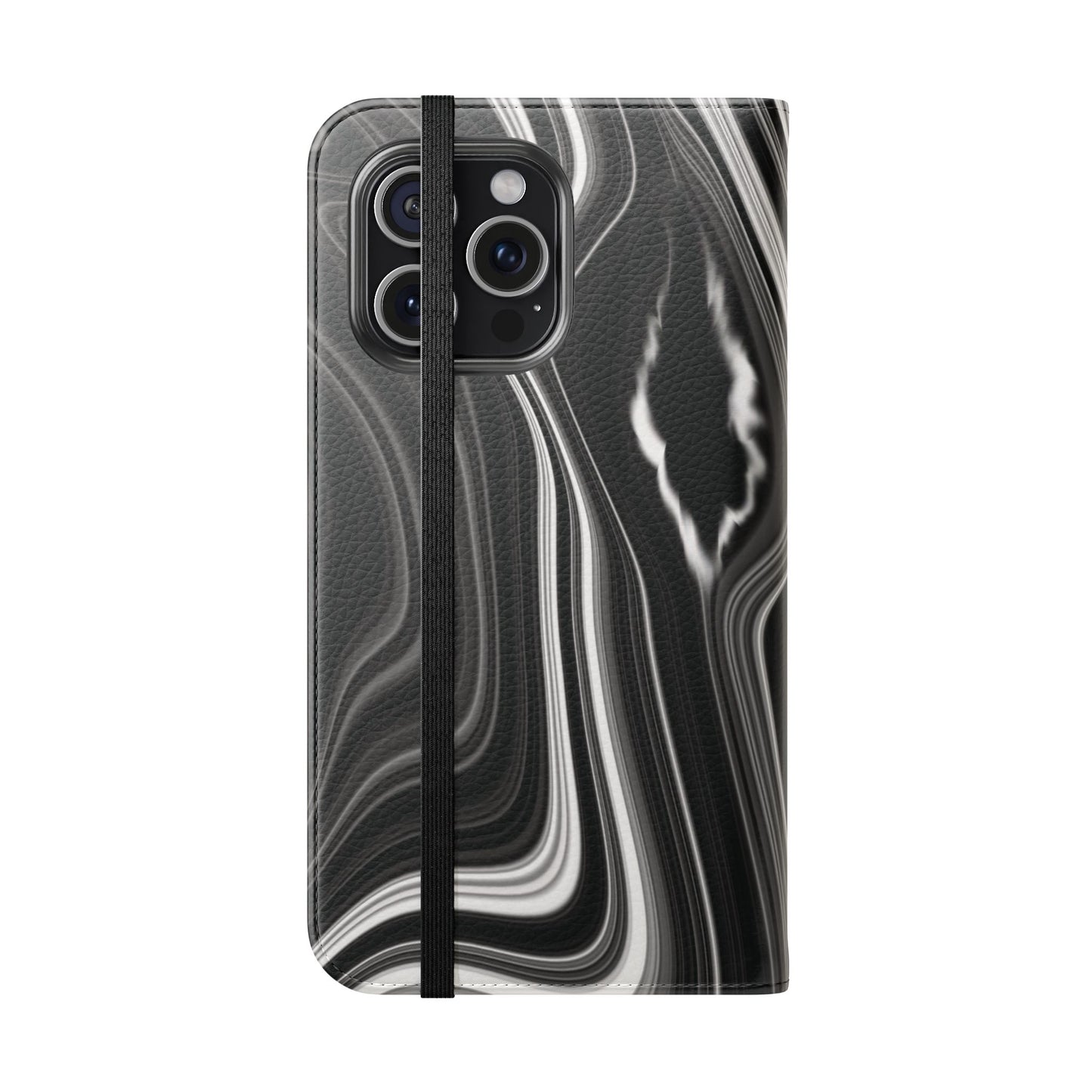 Radiating Elegance V2 Elegant Black Marble Phone Flip Case - Stylish & Functional Cover for Smartphones