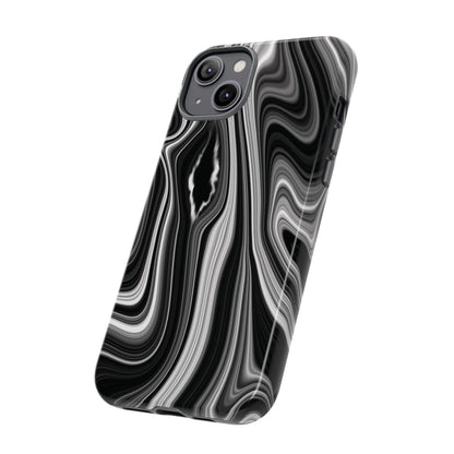 Radiating Elegance V2 Stylish Marble Phone Case - Tough and Sleek Black & White Design