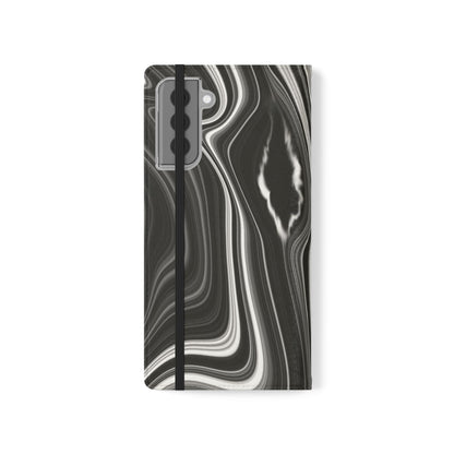 Radiating Elegance V2 Elegant Black Marble Phone Flip Case - Stylish & Functional Cover for Smartphones