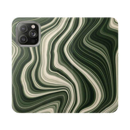 Radiating Elegance V1 Stylish Green Marble Flip Case for Smartphones - Perfect for Fashion Lovers