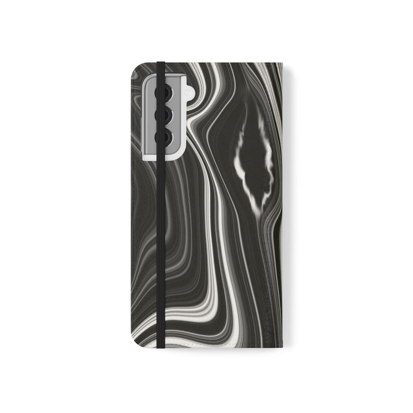 Radiating Elegance V2 Elegant Black Marble Phone Flip Case - Stylish & Functional Cover for Smartphones