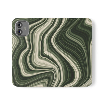 Radiating Elegance V1 Stylish Green Marble Flip Case for Smartphones - Perfect for Fashion Lovers