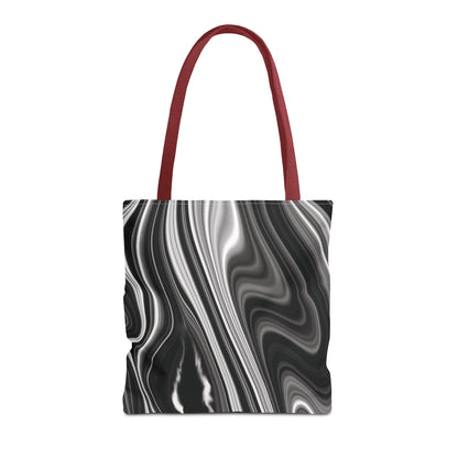 Radiating Elegance V2 Chic Black and White Swirl Tote Bag - Stylish Reusable Shopping Bag