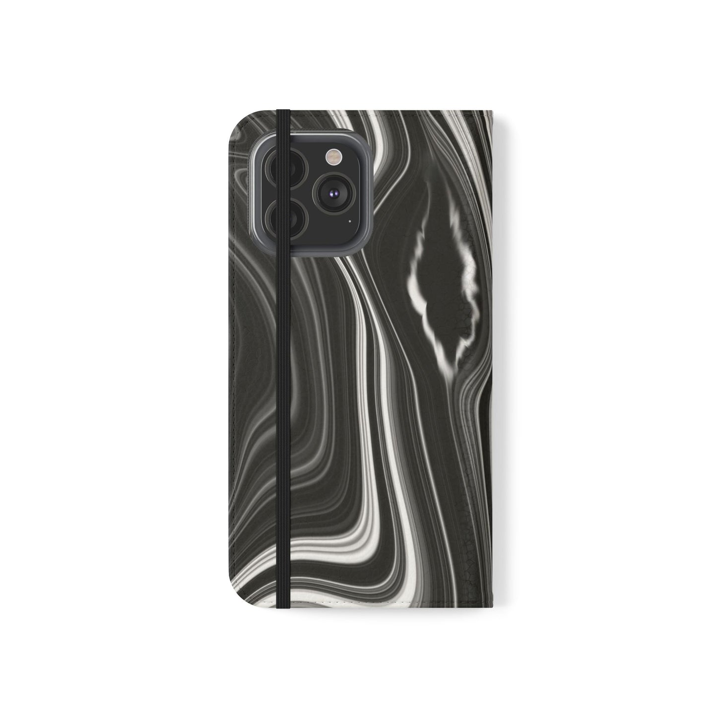 Radiating Elegance V2 Elegant Black Marble Phone Flip Case - Stylish & Functional Cover for Smartphones